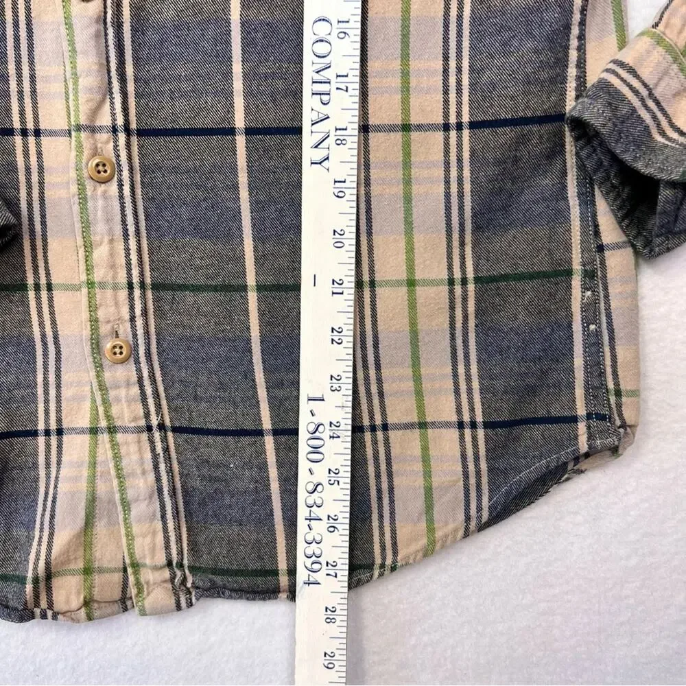 J. Crew Shirt Mens Long Sleeve Button Down Medium Beige Black Flannel Plaid